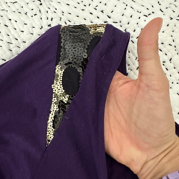 BCBG Purple Mini Dress with Sequin Shoulders-Size XS - Picture 4 of 7